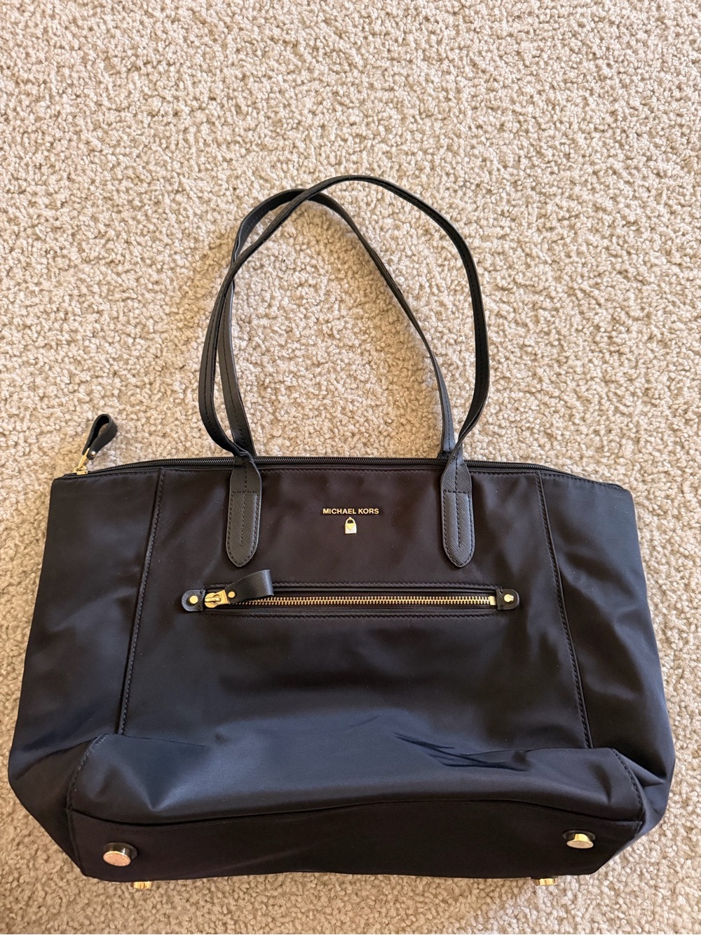 Michael Kors Black Nylon Tote with Gold-Tone Accents